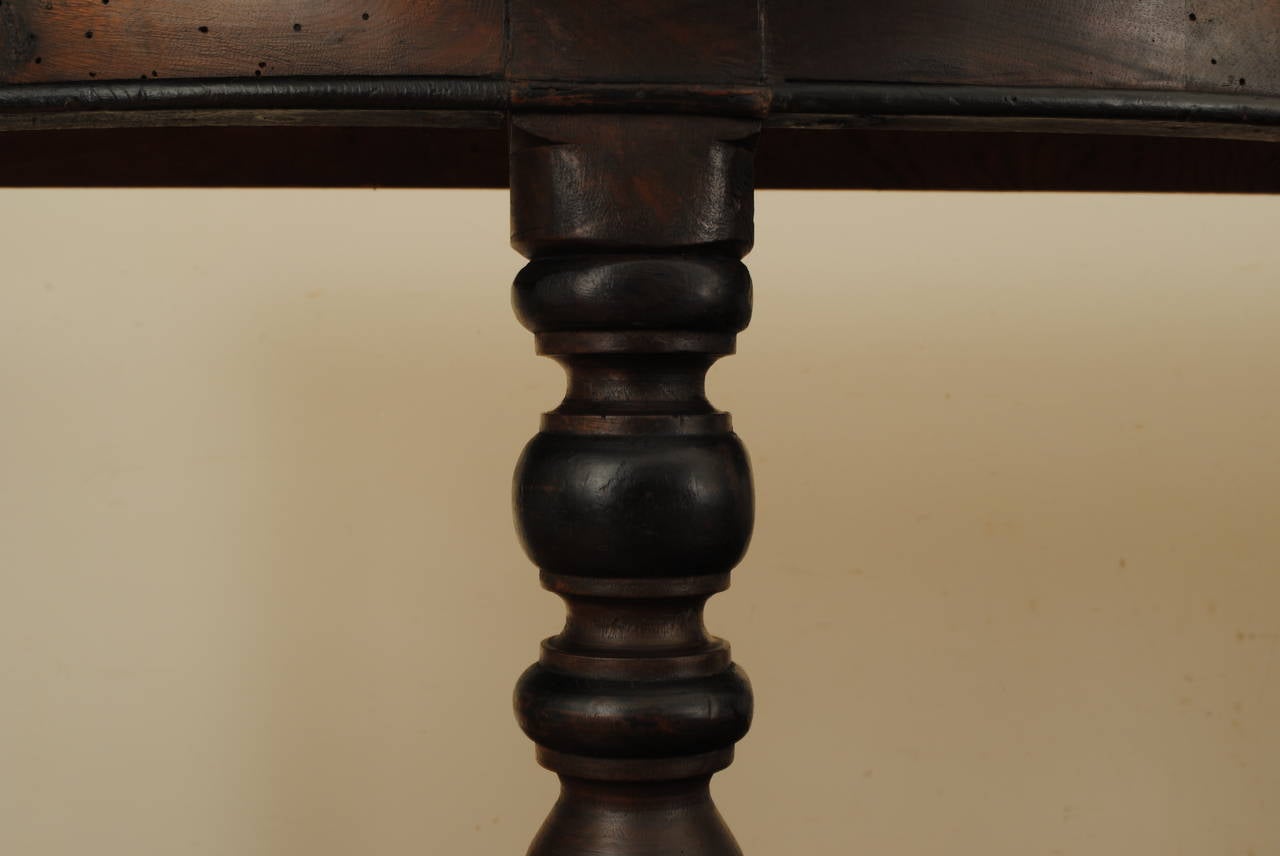 Pair of Spanish, 19th Century Walnut and Ebonized Demilune Consoles 5