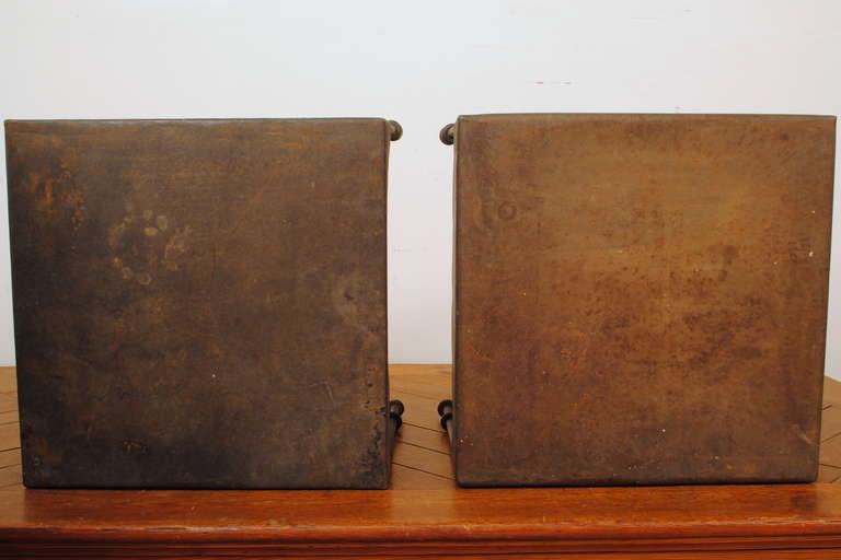 20th Century A Pair of French Wrought Iron and Scalloped Metal End Tables