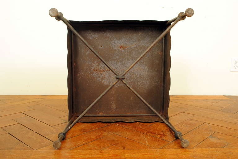 A Pair of French Wrought Iron and Scalloped Metal End Tables 5