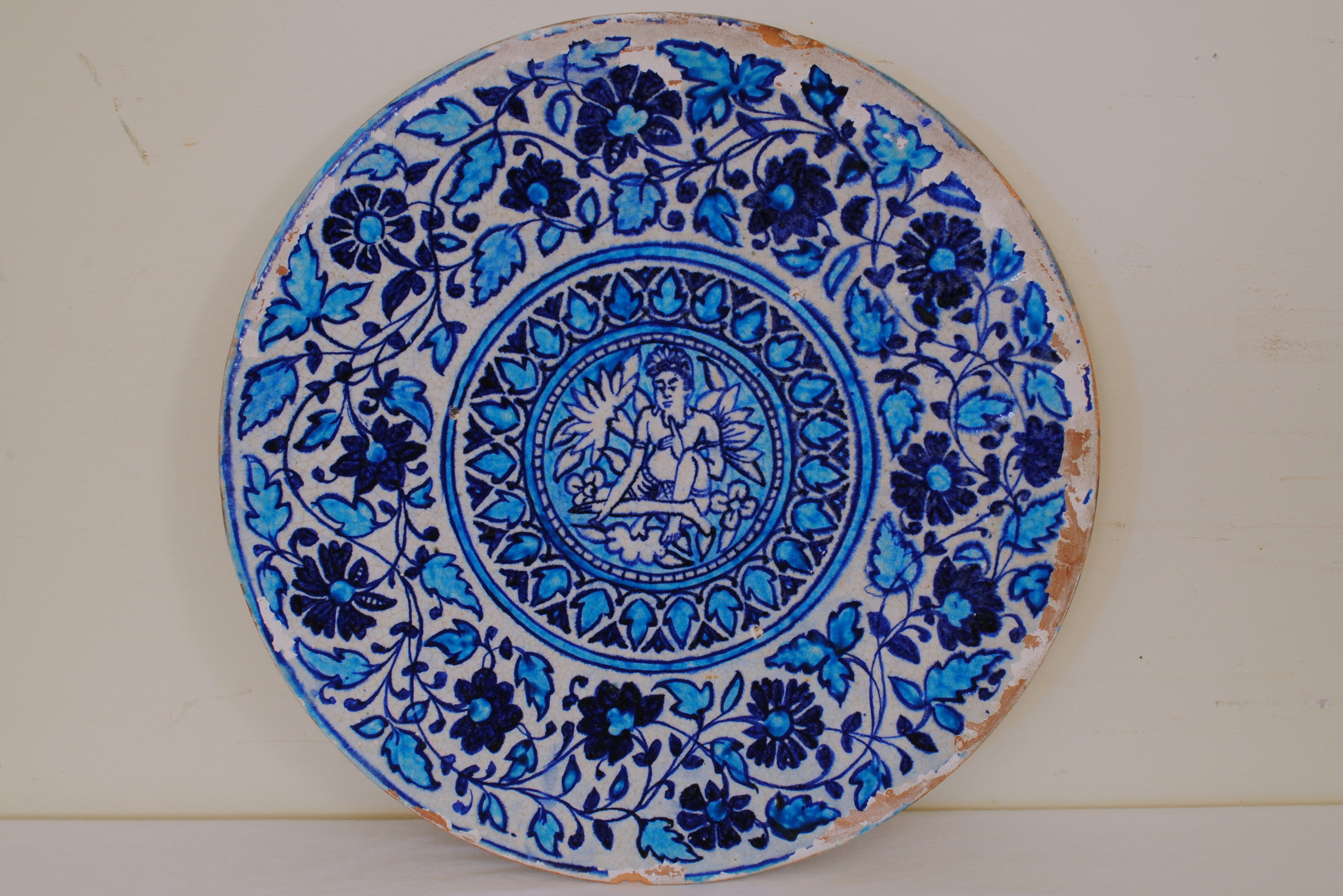 A 1st Half 19th Century Moroccan Painted & Glazed Ceramic Charger
