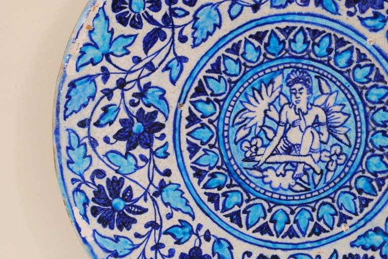 A 1st Half 19th Century Moroccan Painted & Glazed Ceramic Charger 1