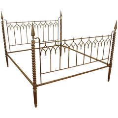 Antique An Italian Cast Brass Neo-Gothic Bedframe, Late 3rd Quarter 19th Century