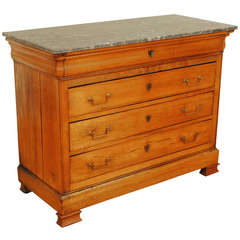 A Light Walnut Louis Philippe 4-Drawer Commode with Marble Top