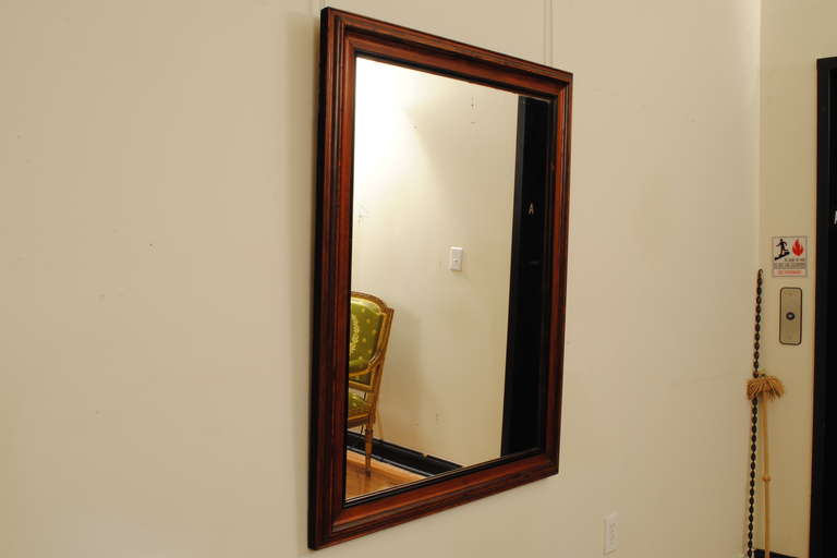 French Neoclassical Period, Walnut Mirror with Ebonized and Inlaid Detail In Excellent Condition In Atlanta, GA