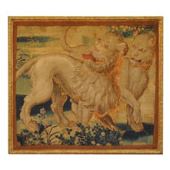 A 17th Century Flemish Tapestry Fragment in a Regence Giltwood Frame