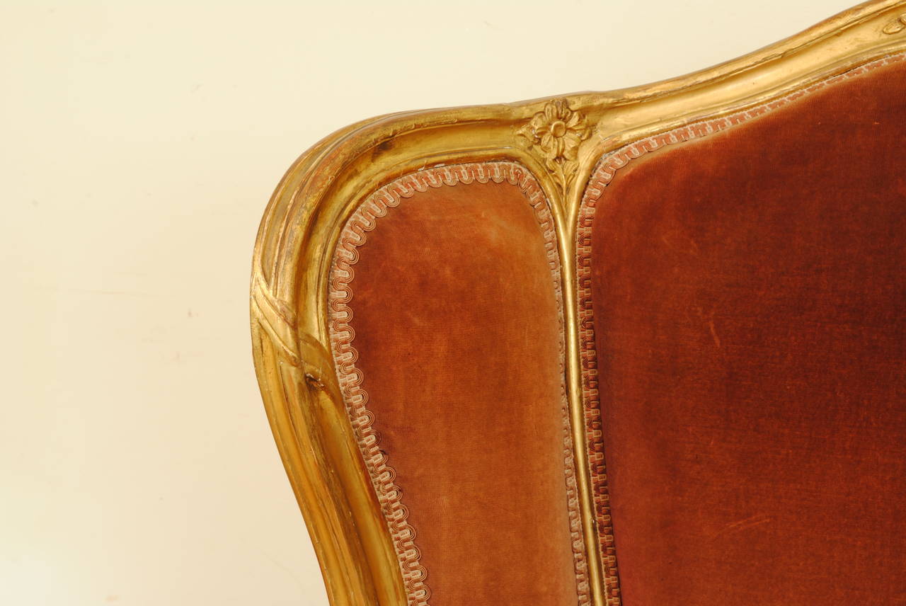 French Louis XV Style Giltwood and Upholstered Bergère, Late 19th Century 3