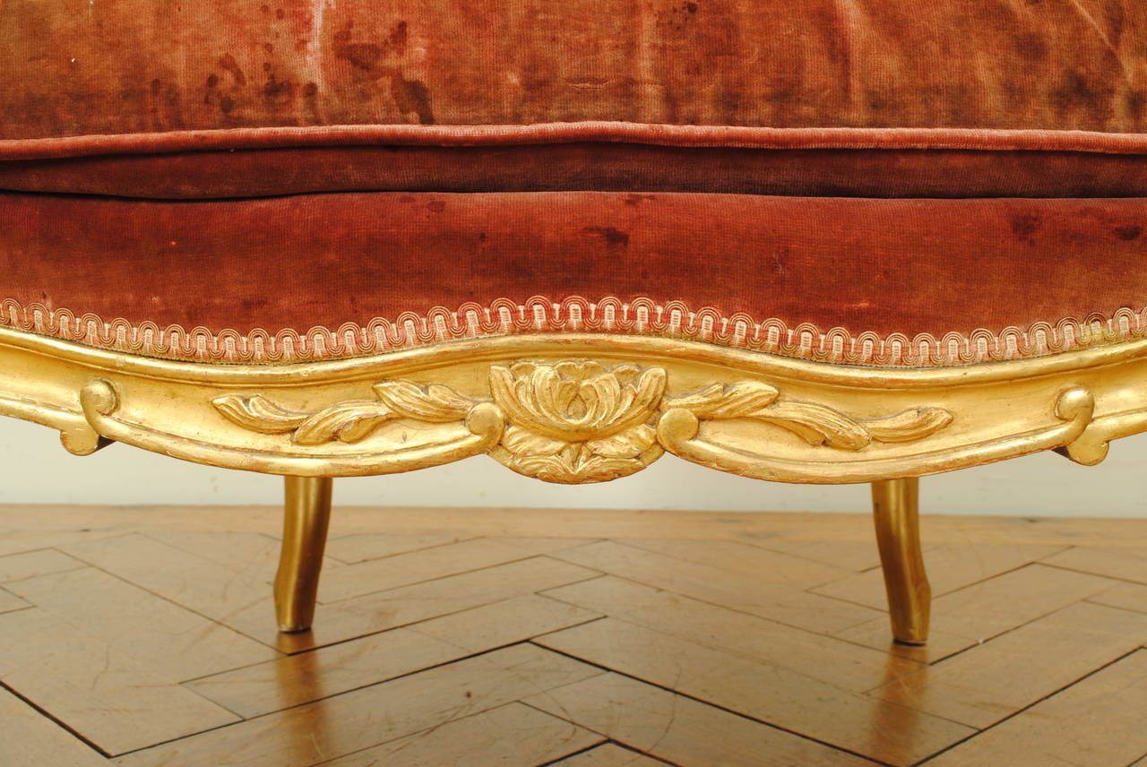 French Louis XV Style Giltwood and Upholstered Bergère, Late 19th Century 5