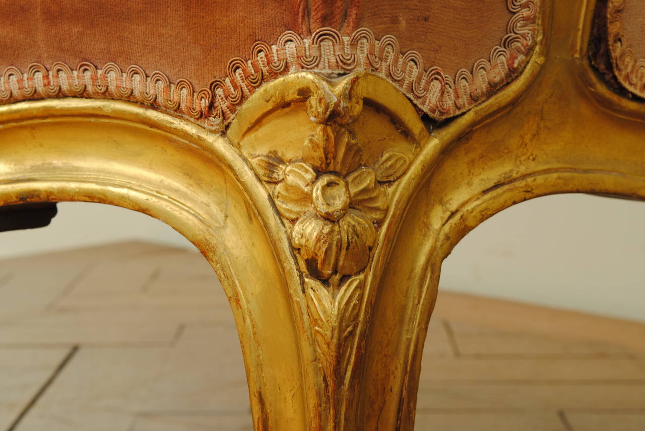 French Louis XV Style Giltwood and Upholstered Bergère, Late 19th Century 6