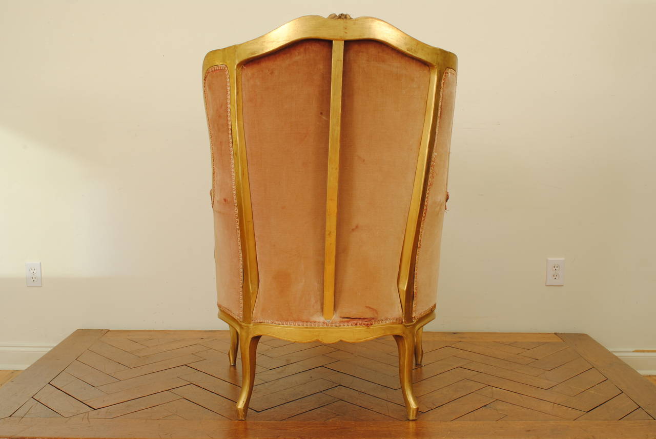 French Louis XV Style Giltwood and Upholstered Bergère, Late 19th Century 1