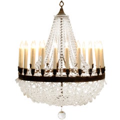 A Rare & Unique Italian Neoclassical Style Brass & Glass 24-Light Chandelier