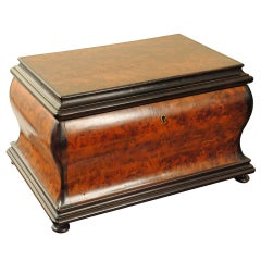 A French 19th Century Rococo Style Root Walnut Bombe Form Box