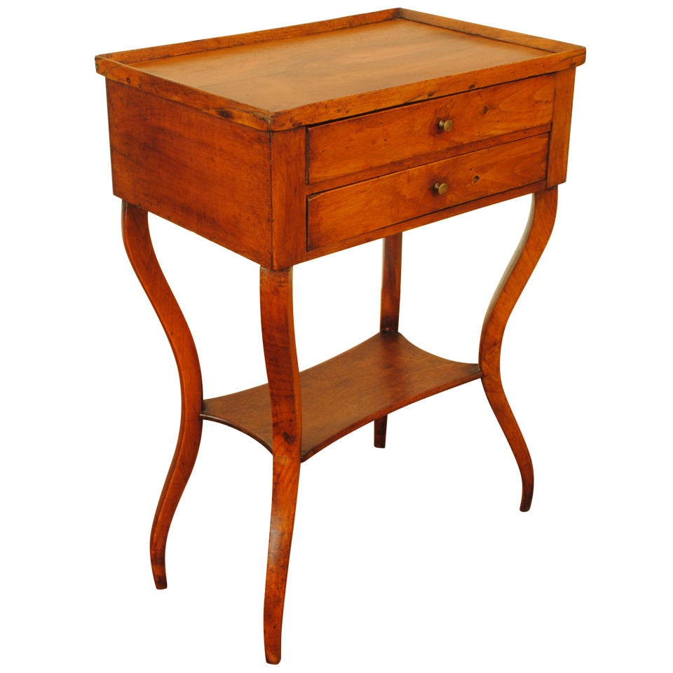 A French Late Neoclassic Walnut Two-Drawer Table from 19th Century