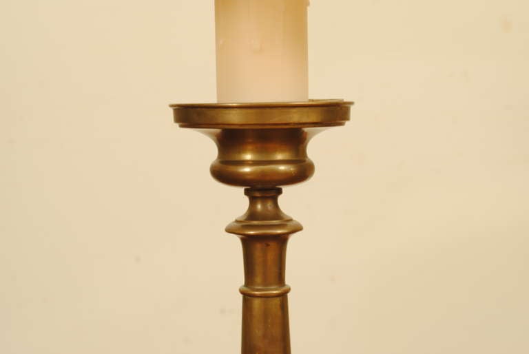 A Pair of Early 19th Century Italian Brass Pricket Table Lamps 3