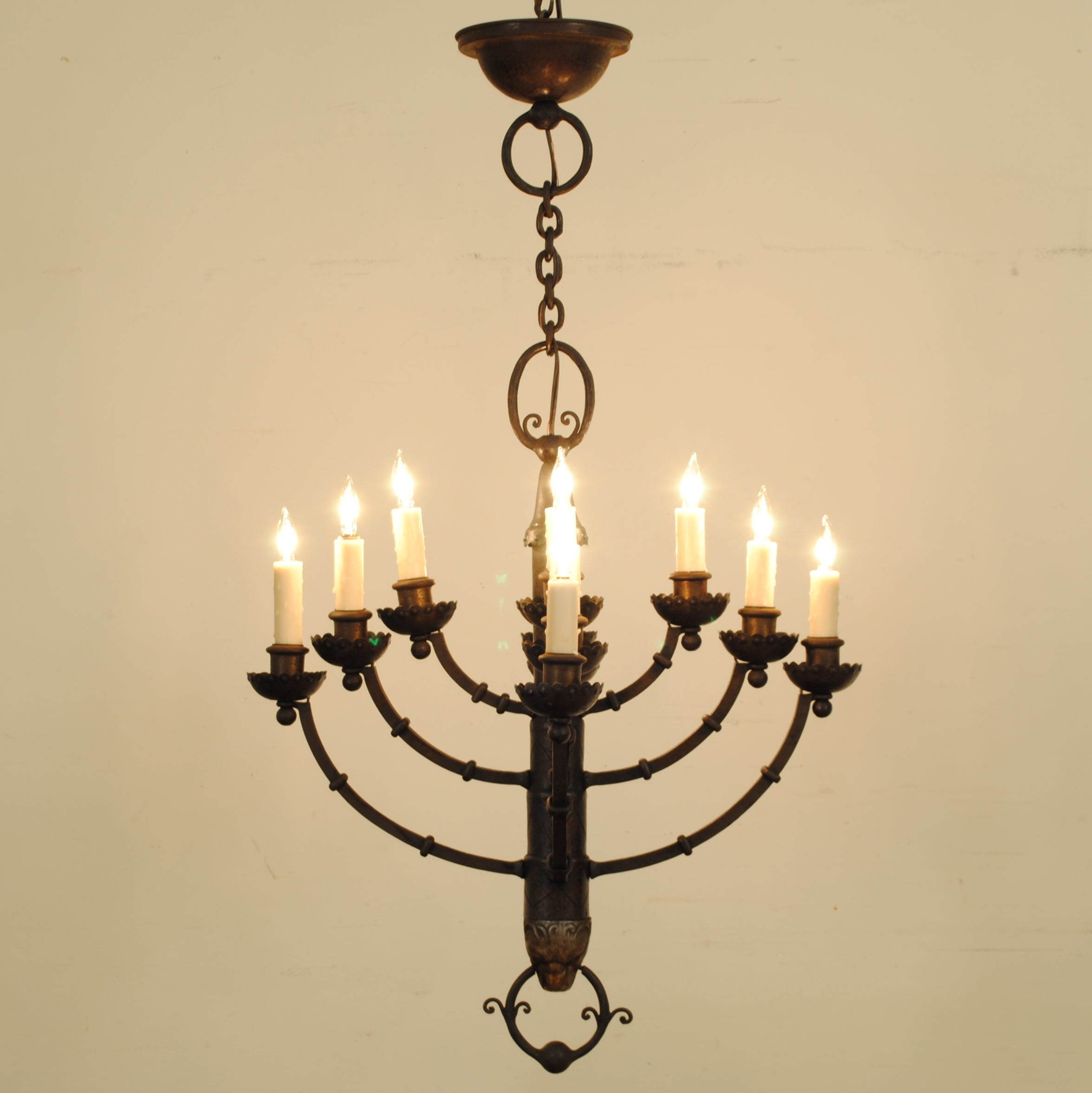A French Neoclassical Style Cast Brass 12-Arm Chandelier