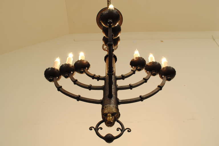 A French Neoclassical Style Cast Brass 12-Arm Chandelier 4