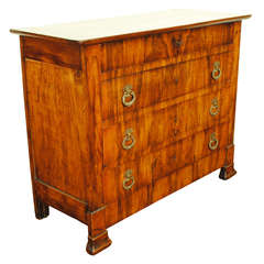A French Restauration Period 4-Drawer Figured Walnut Shallow Commode