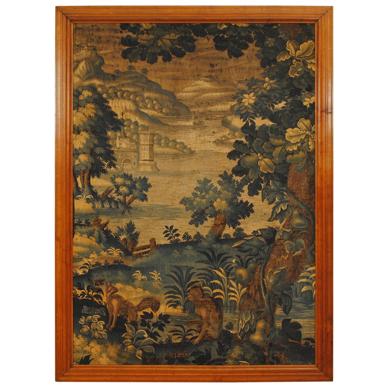 Large Framed Tapestry Fragment, France or Belgium, 18th Century
