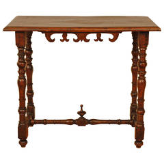 Italian Early 18th Century Turned and Carved Walnut Console Table