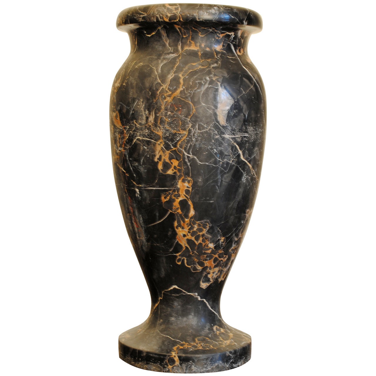 Italian Art Deco Period Large Solid Portoro Marble Urn