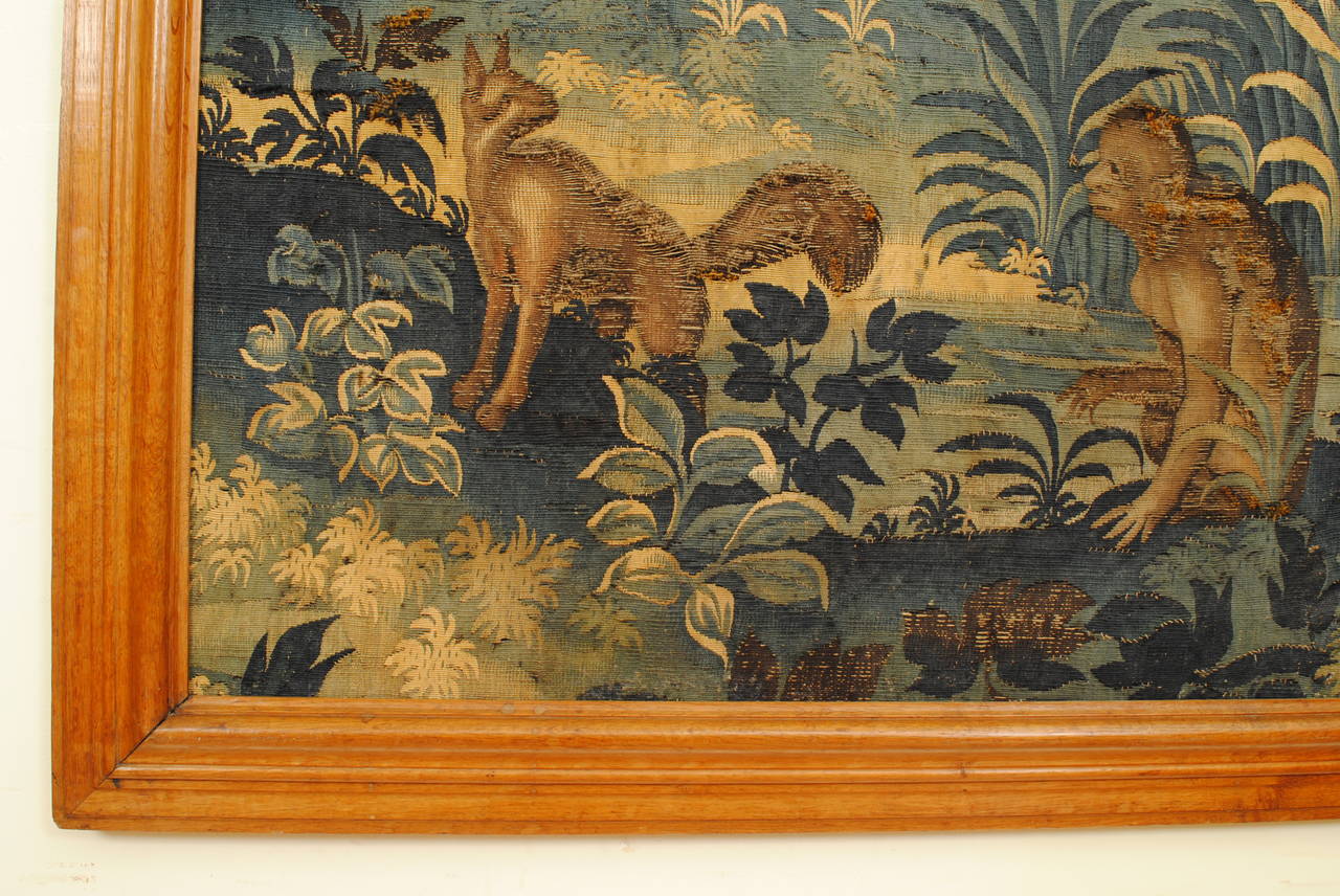 Large Framed Tapestry Fragment, France or Belgium, 18th Century In Good Condition In Atlanta, GA