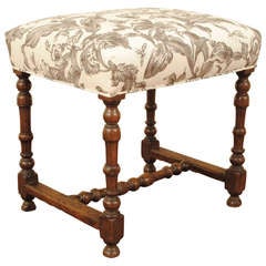 An Early 18th Century Louis XIII Period Turned Walnut and Upholstered Bench