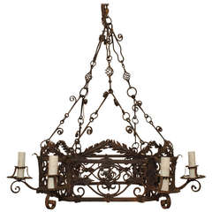 A French Wrought Iron 6-Light Chandelier, UL Wired