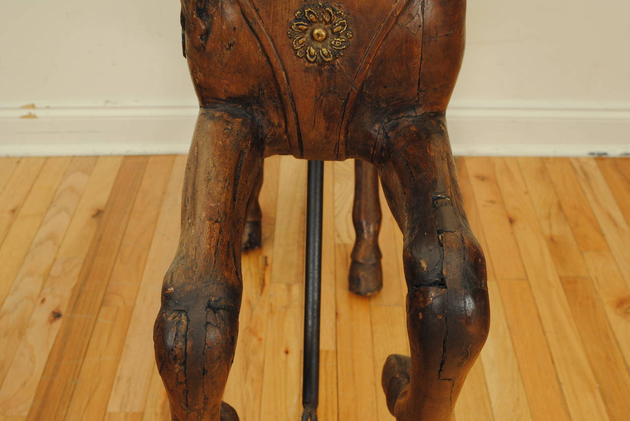 German Carved Walnut and Brass Decorated Carousel Horse 3