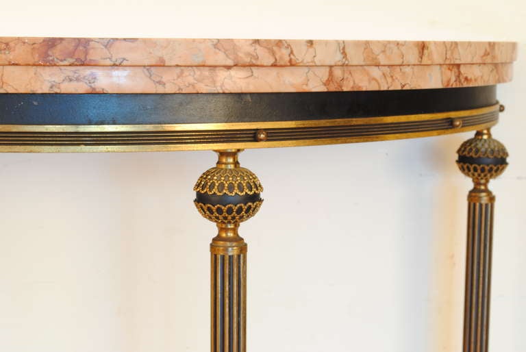 Unknown A Continental Louis XVI-Style Gilt and Patinated Bronze Demilune Console