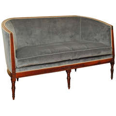 Italian Walnut Early 19th Century Louis XVI Style Upholstered Divano