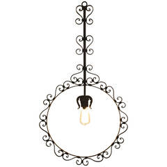 Italian Decorative Iron One-Light Chandelier or Lantern, Arezzo Italian Decorative Iron One-Light Chandelier or Lantern, Arezzo