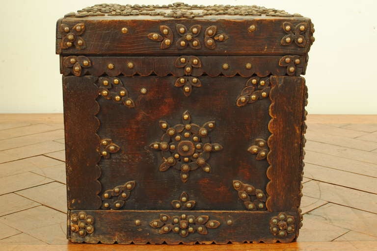 Baroque Revival A 2nd Half 19th Century Walnut and Brass Adorned Captain's Box