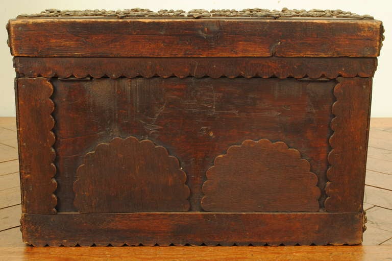 A 2nd Half 19th Century Walnut and Brass Adorned Captain's Box In Good Condition In Atlanta, GA