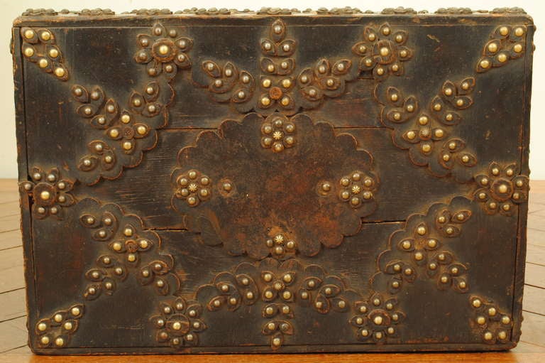 A 2nd Half 19th Century Walnut and Brass Adorned Captain's Box 1