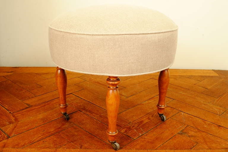 A Light Walnut Louis Philippe Period Upholstered Footstool