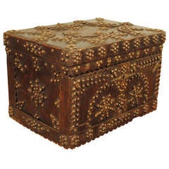 A 2nd Half 19th Century Walnut and Brass Adorned Captain's Box