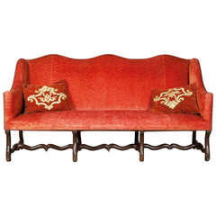 Antique French LXIV Walnut and Upholstered Divano, 18th Century