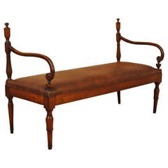 Tuscan Walnut Turned and Carved Bench, circa 1830-1840