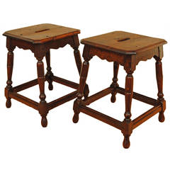 Pair of French Louis XIII Style Turned Oak Tables or Stools