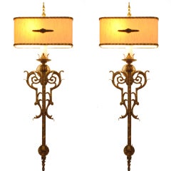 A Wonderful Pair of American Mid 20th Century Large Wall Sconces