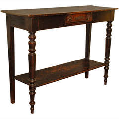 Painted Walnut Louis Philippe One-Drawer, Two Tier Console Table