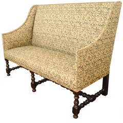 Louis XIII Period Dark Walnut Canape Upholstered in Venetian Fabric