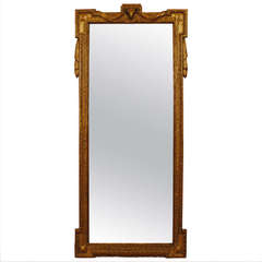 Beautifully Carved Italian Neoclassic Tall Giltwood Mirror, Early 19th Century