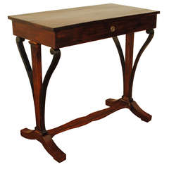 A 19th Century Italian Neoclassic Walnut and Ebonized 1-Drawer Table A 19th Century Italian Neoclassic Walnut and Ebonized 1-Drawer Table