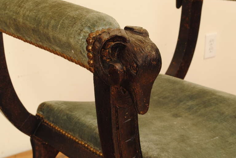 18th Century and Earlier An Italian 2nd Quarter 18th Century Gesso, Walnut, and Upholstered Bench