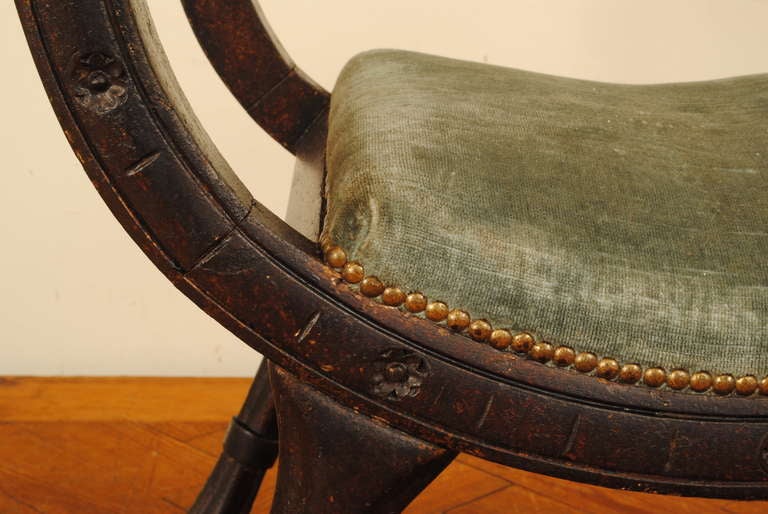 An Italian 2nd Quarter 18th Century Gesso, Walnut, and Upholstered Bench 1