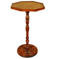 A French Louis XIII Period Turned Walnut and Leather Side Table