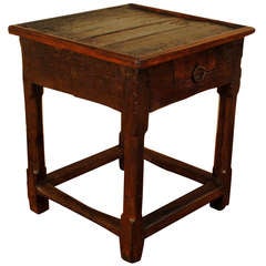 Antique An Italian Late Baroque 17th Century Walnut and Oak 1-Drawer Side Table