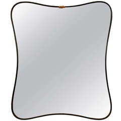 Italian Late Art Deco Brass Mirror