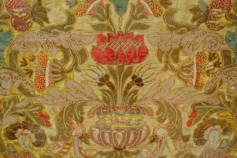 Italian A Giltwood Framed Silk Embroidery Panel, Genoa, 17th Century