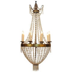 Italian, Lucca, Neoclassic Gilt Metal and Glass Eight-Light Chandelier